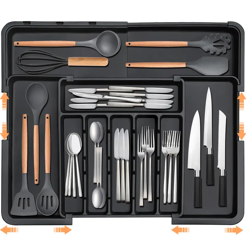 Expandable 9 Compartment Silverware Drawer Organizer - Image 2