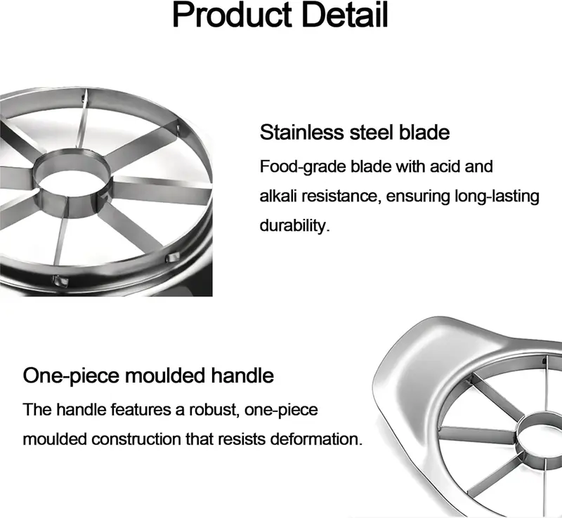 Heavy Duty Stainless Steel 8-Slice Apple Slicer & Corer Fruit Cutter - Image 3