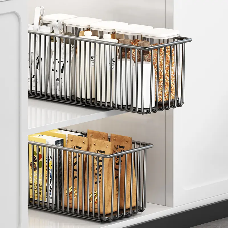Pull-Out Cabinet Storage Basket, Space Saving - Image 3