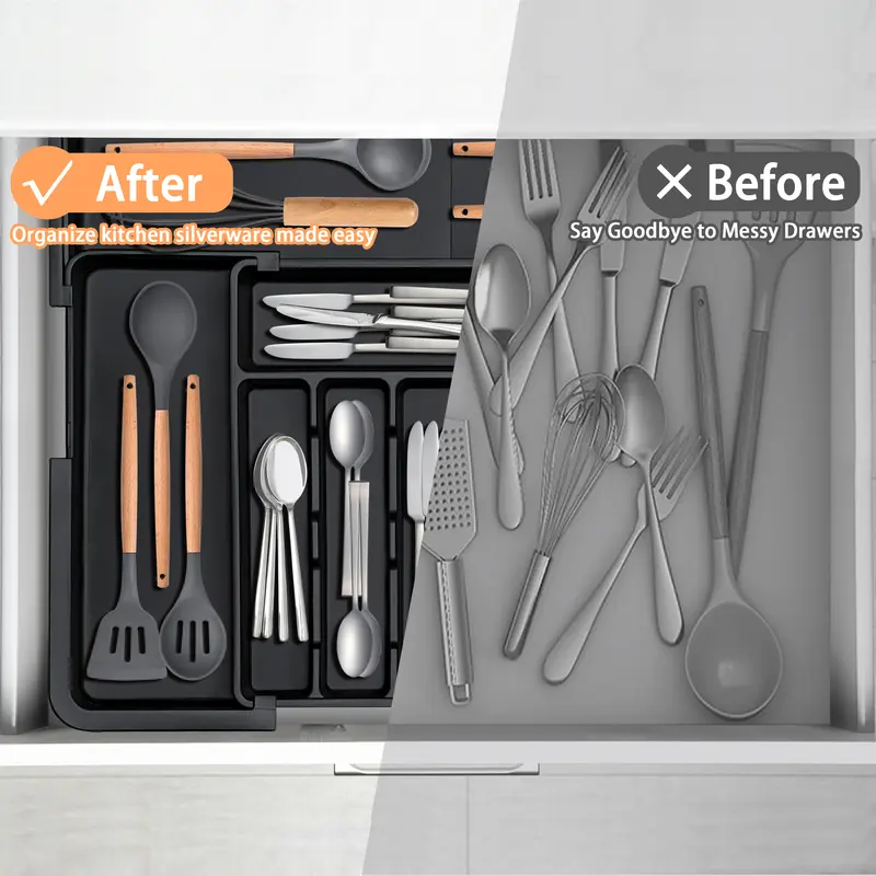 Expandable 9 Compartment Silverware Drawer Organizer - Image 5