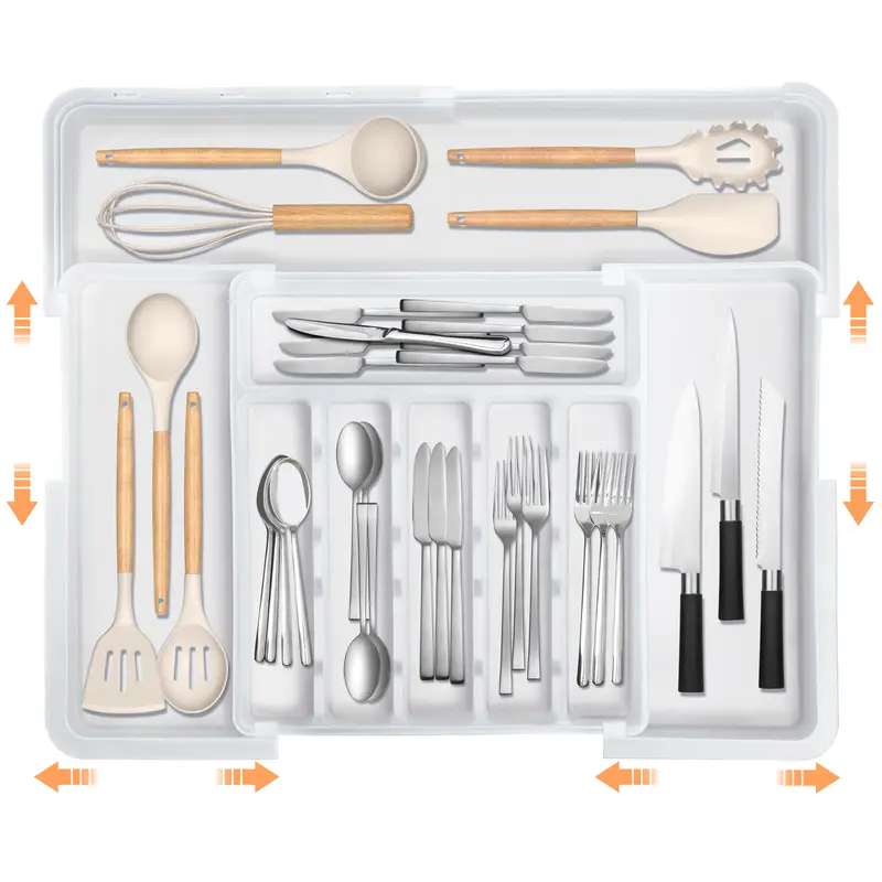 Expandable 9 Compartment Silverware Drawer Organizer - Image 8